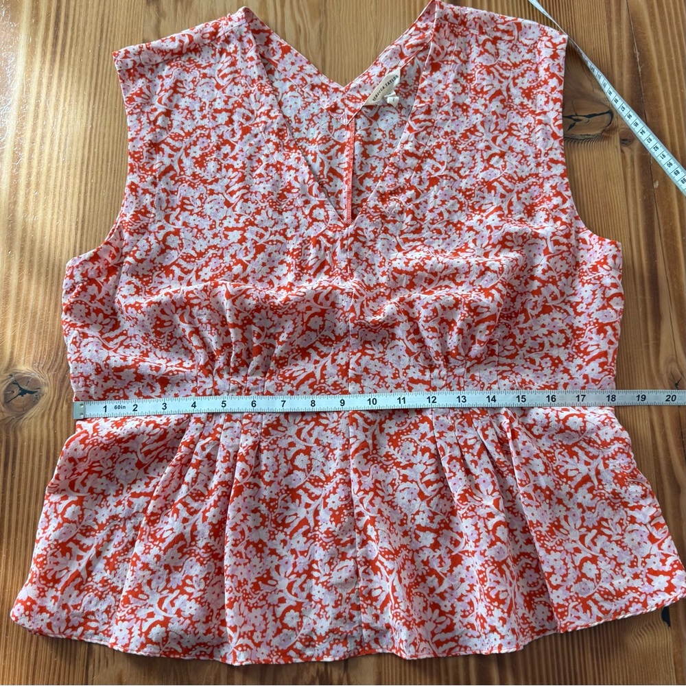 Rebecca Taylor Silk Provence Floral Block Print V-Neck Top - Picture 10 of 11